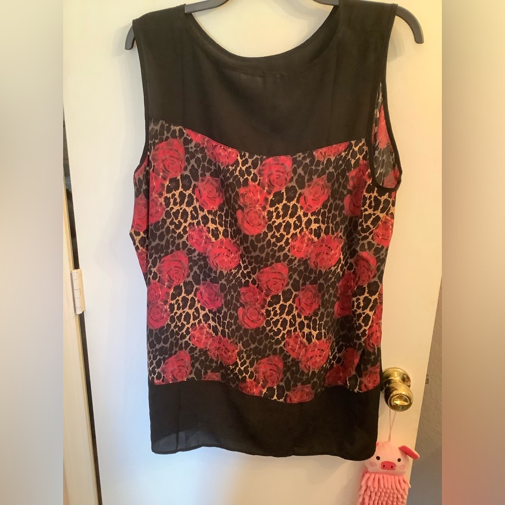 Signature Collection  Black Red Sleeveless Tank Top Blouse sz 2X